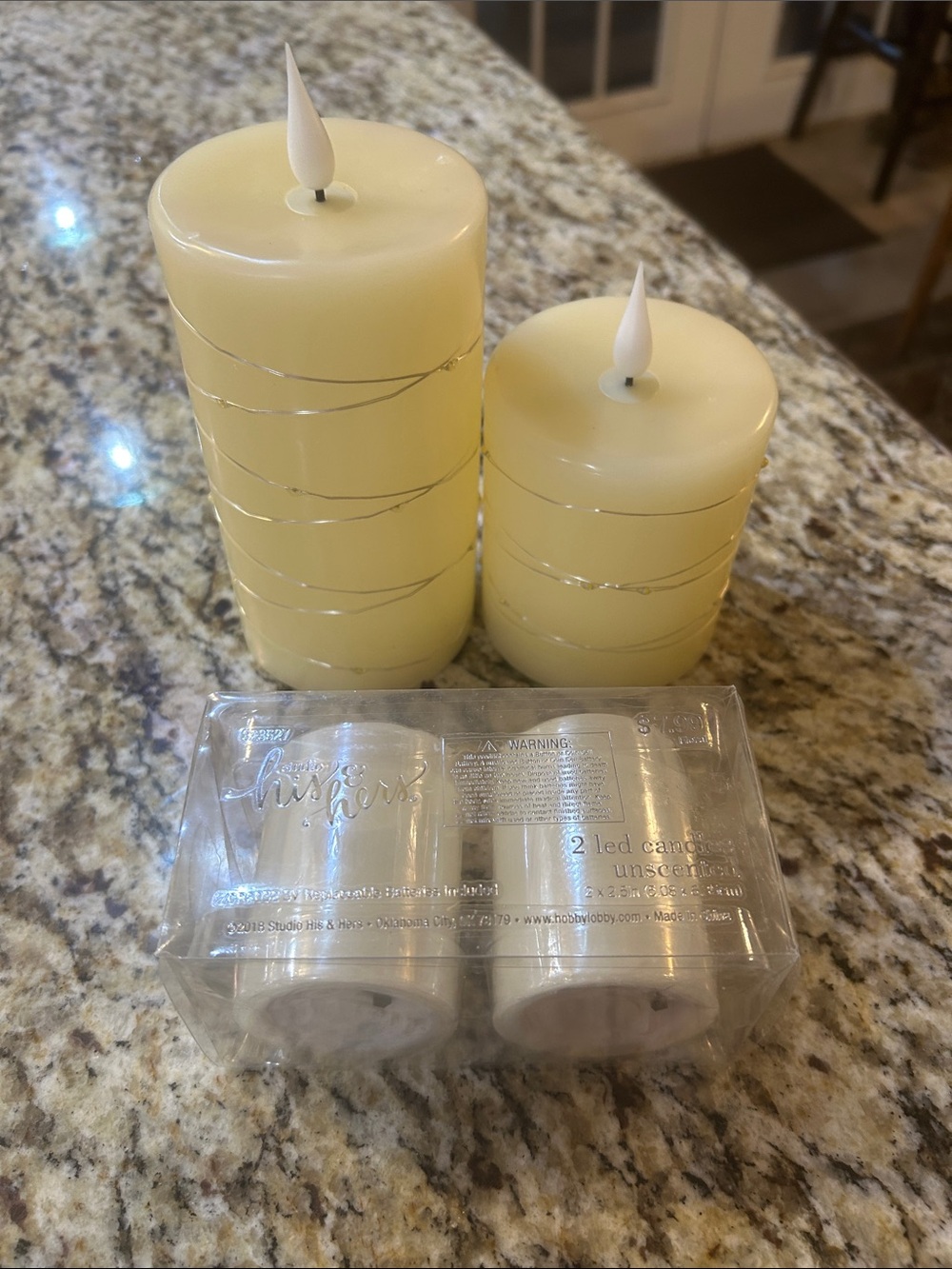 LED Flameless Pillar Candles — Cream, Set of 4